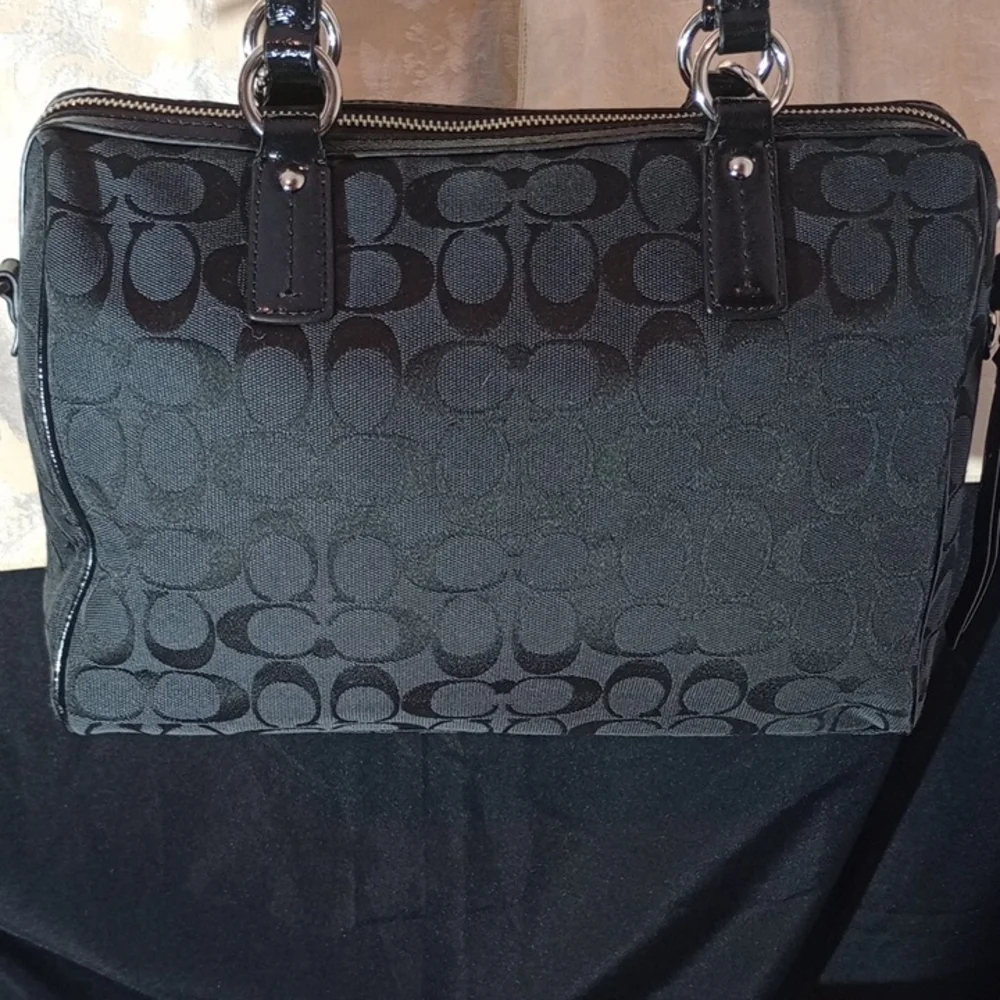 Coach Signature Stripe Python Satchel - Picture 3 of 11
